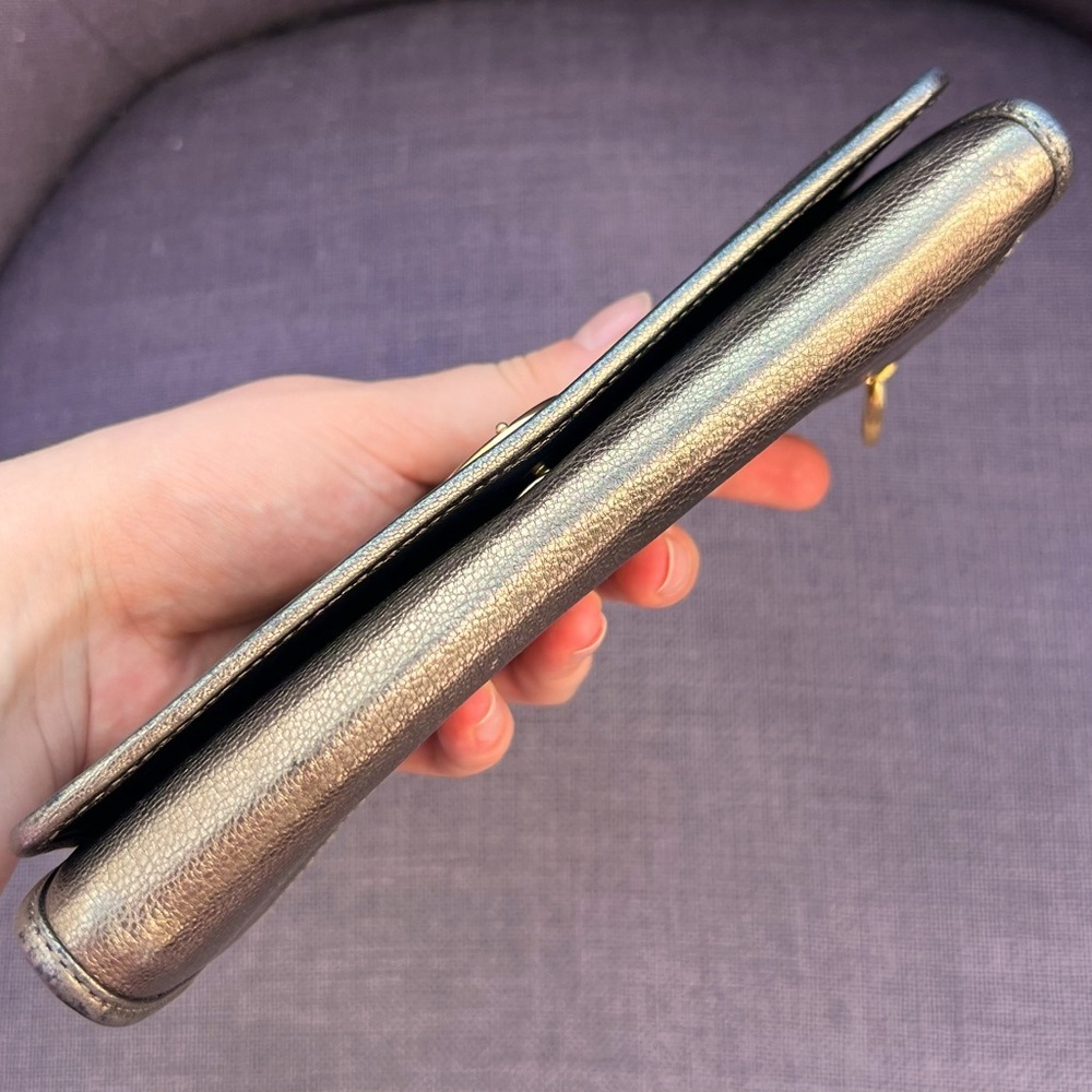 Loewe Anagram Long Wallet Gold Metallic Black Leather - Picture 7 of 12